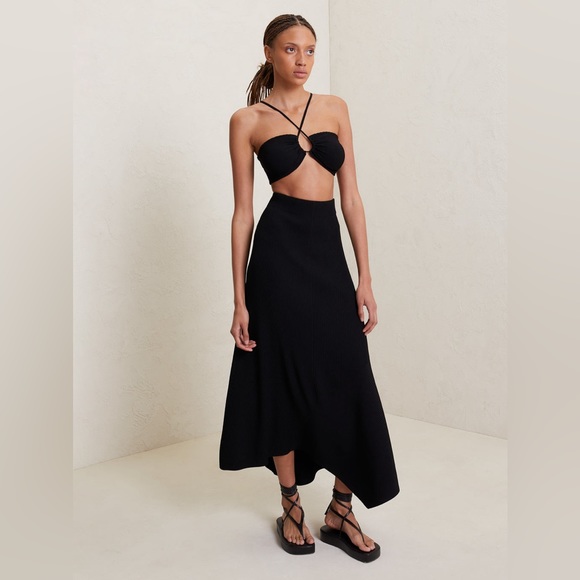 A.L.C. Jamie Black Knit Skirt Medium Asymmetrical - Picture 1 of 4